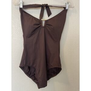 MAGICSUIT MIRACLESUIT Solid Brown Gold Women Halter One Piece Swimsuit 8